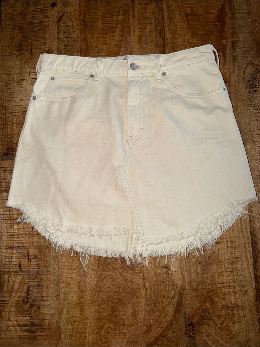 We The Free Off-White Frayed Hem Denim Shorts